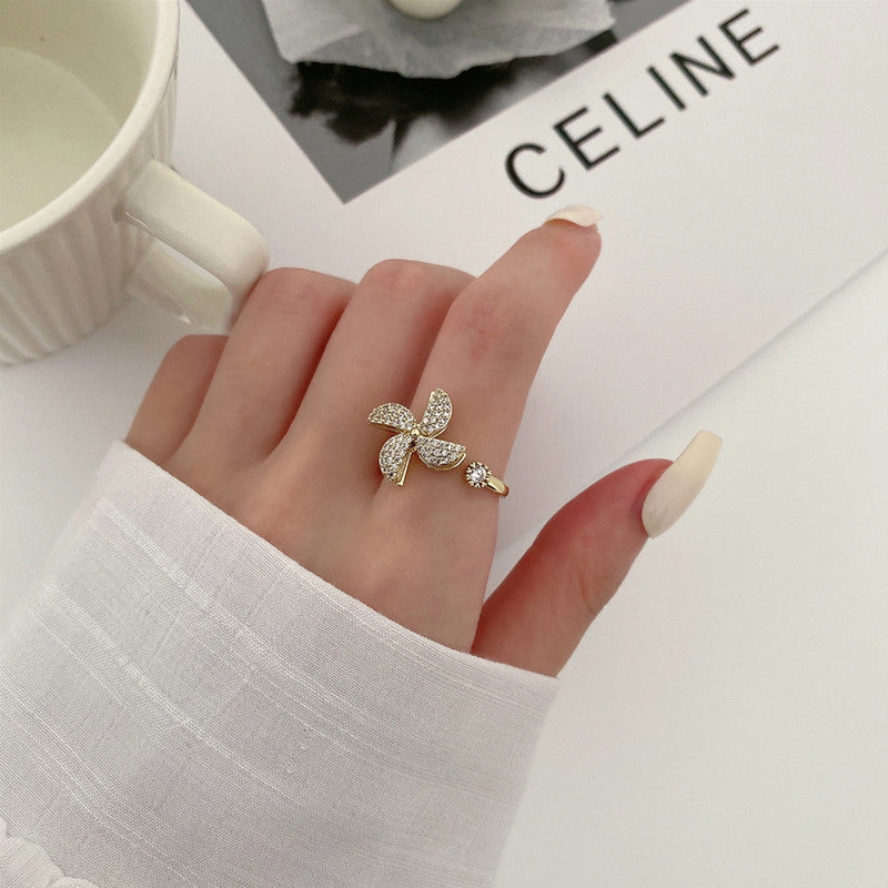 Golden Adjustable Windmill Rotating Ring