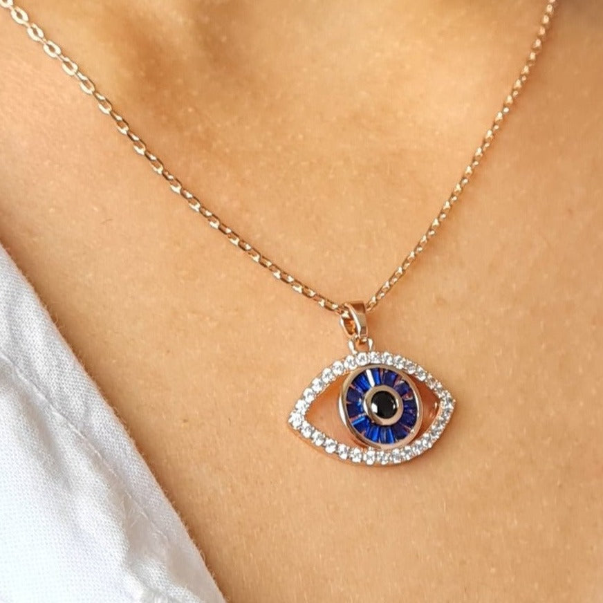 Suzanne Kalan Mini Yellow Gold, Diamond and Black Sapphire Evil Eye Necklace  | Harrods US