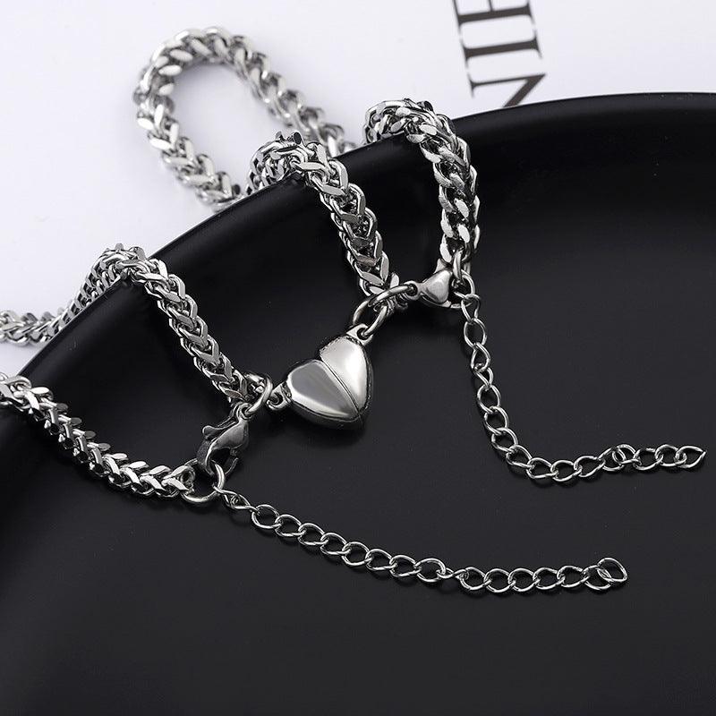 Magnetic Couple Bracelet Simple Stainless Steel Cuban Link Heart Bracelet  Jewelry For Women Men Jewelry - Buy Magnetic Couple Bracelet Simple  Stainless Steel Cuban Link Heart Bracelet Jewelry For Women Men Jewelry