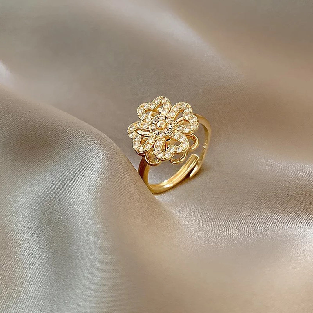 Double Circle Gold Motion Ring with Diamonds - FL833D-FL833D