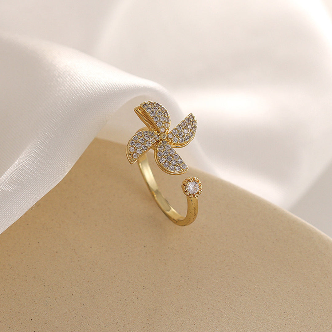 Golden Adjustable Windmill Rotating Ring