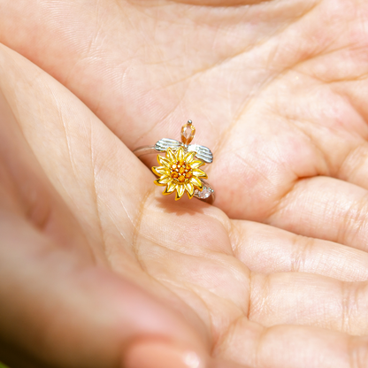 Spinning Bee & Sunflower Ring