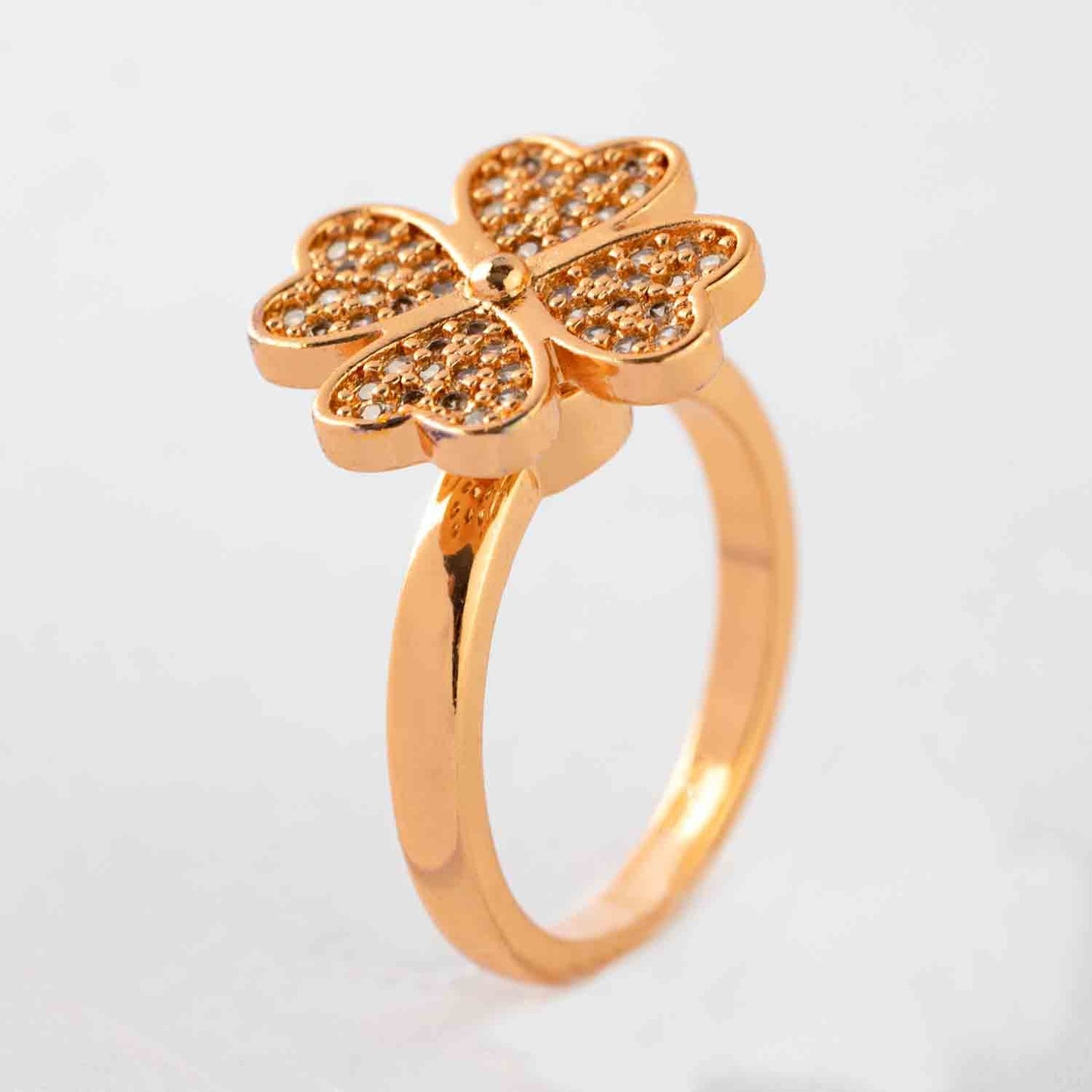 Gold Spinning Clover Adjustable Ring