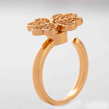 Gold Spinning Clover Adjustable Ring