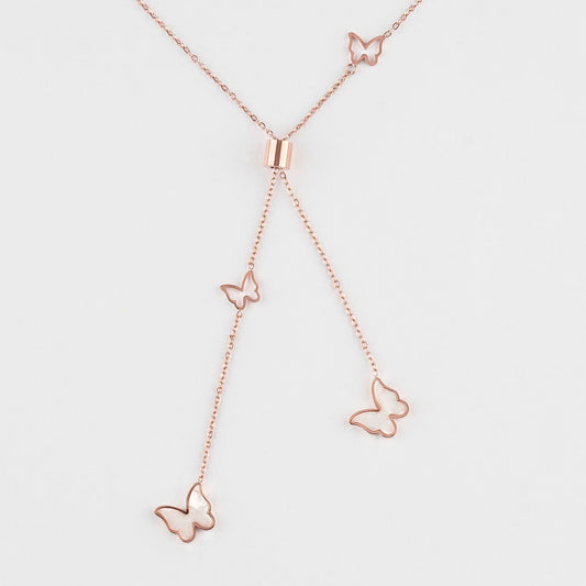 Rose Gold Cinderella Butterfly Necklace