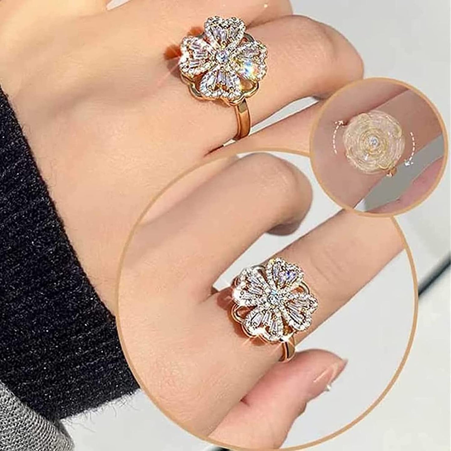 Four-Leaf Clover Rotating Ring (Adjustable)